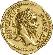 Lot 541: Septimius Severus, 193-211. Aureus, 209, Rome. From the collection of a Munich-based doctor. Extremely fine to FDC. Estimate: 20,000,- euros. Hammer price: 25,000,- euros.