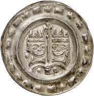 Lot 3026: Ulm. Friedrich II, 1212-1250. Bracteate around 1245-1250. Extremely rare. Extremely fine to FDC. Estimate: 2,000,- euros. Hammer price: 5,500,- euros.