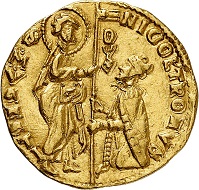 Lot 3557: Venice. Niccolo Tron, 1471-1473. Ducato no date. Extremely rare. Extremely fine. Estimate: 7,500,- euros. Hammer price: 8,500,- euros.