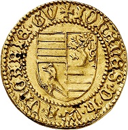 Lot 3821: Hungary. John Hunyadi, 1446-1462. Gold gulden no date. Extremely rare. Extremely fine to mint state. Estimate: 6,500,- euros. Hammer price: 20,000,- euros.