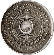 Lot 3888: Hungary. Medal in the weight of 1 1/2 talers 1648 on the yield of the Schemnitz Mine. Extremely fine. Estimate: 1,000,- euros. Hammer price: 9,500,- euros.
