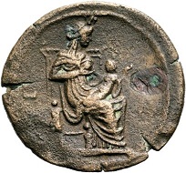 Lot 4619: Alexandria. Hadrian, 117-138. Diobol, 135/6. 3rd known specimen. Estimate: 80,- euros. Hammer price: 550,- euros.