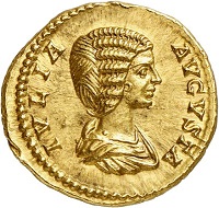 Lot 675: Septimius Severus, 193-211, with his wife Julia Domna. Aureus, 200/201. Very rare. Extremely fine. Estimate: 15,000,- euros. Hammer price: 48,000,- euros.
