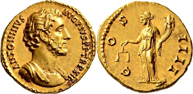 Lot 512: Roman Imperial. Antoninus Pius, 138-161. Aureus, 148/149, Rome. Extremely fine. Estimate: 5,000 EUR. Hammer price: 11,000 EUR.