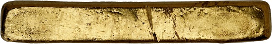 Lot 3794: Saxony. Cast gold bar no date (around 1850) in the weight of 246.68g with two multi-part dies in the crown oval. Extremely rare. Very fine. Estimate: 40,000 euros.