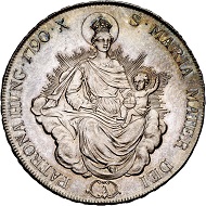 Lot 1650: Leopold II, 1790-1792. ‘Königstaler’ for Hungary 1790, Vienna. Extremely rare in this grade. First strike. FDC. Estimate: 10,000 euros.
