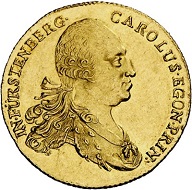 Lot 3477: Fürstenberg. Karl Egon, 1729-1787. Ducat 1772, Prague. Extremely rare. Almost FDC. Estimate: 20,000 euros.