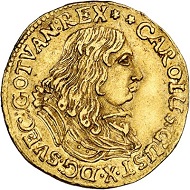 Lot 3208: Sweden. Charles X Gustav, 1654-1660. Ducat 1657, Stockholm. Extremely rare. Very fine to extremely fine. Estimate: 20,000 euros.