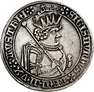 293 / Lot 1524: Holy Roman Empire / Archduke Sigismund ‘Rich in Coins’, 1446-1496. Thick taler from the dies of the 1/2 guldiner, 1484, Hall. From the Terletzki Collection. Extremely rare. Very fine to extremely fine. Estimate: 10,000,- euros. Hammer price: 40,000 euros.
