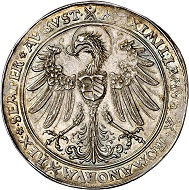 293 / Lot 1161: Saxony. Friedrich III ‘the Wise’, 1486-1525. Broad guldengroschen no date (after 1507) on the position of Governor General. Very rare. Extremely fine. Estimate: 20,000,- euros. Hammer price: 32,000,- euros.