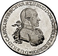 293 / Lot 1349: Schwarzburg-Rudolstadt. Friedrich Karl, 1790-1793. Konventionstaler 1791, Saalfeld. Extremely rare. First strike. FDC. Estimate: 400,- euros. Hammer price: 4,600,- euros.