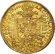294 / Lot 3410: Ferdinand III, 1625-1637-1657. 10 ducats 1656, Vienna. Extremely rare. Extremely fine to FDC. Estimate: 100,000,- euros. Hammer price: 105,000,- euros.