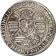 293 / Lot 1527: Maximilian I, 1490-1519. Guldiner no date, Hall. Kaiserguldiner. Very rare. Very fine to extremely fine / Extremely fine. Estimate: 7,500,- euros. Hammer price: 24,000,- euros.