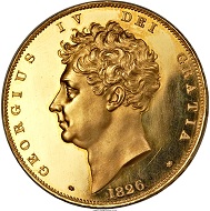 Great Britain. George IV gold Proof 5 Pounds 1826. PR64 Ultra Cameo NGC. Royal mint. Realized: 305,500 USD.