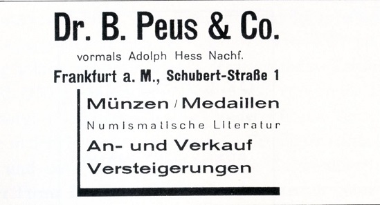 Advertisement of Adolph Hess Nachf. under a new name.