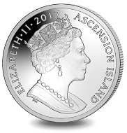 Ascension Island / 1 Crown / Silver .999 and Mother of Pearl / 33g / 38,6mm / Mintage: 2017.