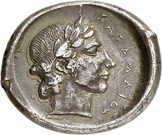Lot 91: Catane (Sicily). Tetradrachm, 430-425, unsigned work by “Kra”. From the Pozzi Collection and the Lockett Collection. Very rare. Very fine. Estimate: 5,000,- euros.