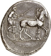 Lot 91: Catane (Sicily). Tetradrachm, 430-425, unsigned work by “Kra”. From the Pozzi Collection and the Lockett Collection. Very rare. Very fine. Estimate: 5,000,- euros.