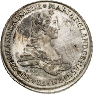 Lot 2432: Hanau-Münzenberg. Maria von Braunschweig, 1760-1764. Konventionstaler 1764, Hanau. Extremely rare. First strike. FDC. Estimate: 20,000,- euros.