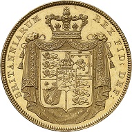 Lot 3231: Great Britain. George IV, 1820-1830. 5 pounds 1826, London. Only 150 specimens struck. From polished dies. Extremely fine / Extremely fine to FDC. Estimate: 25,000,- euros.