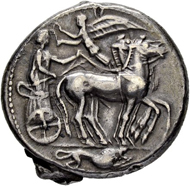 Lot 9: Leontinoi, Tetradrachm after 480, Demareteion Master. Extremely fine. Estimate: 35’000 CHF.