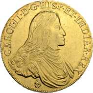 Lot 3142: Belgium. Flanders. Charles II. 8 Souverain d’or 1687, Bruges. Very rare and magnificently conserved coin. Extremely fine-uncirculated. Estimate: 30,000 CHF.