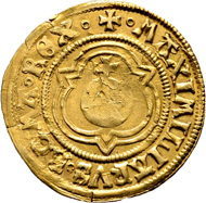 Lot 5063: Basel; Imperial mint. Maximilian I. Goldgulden 1506. Almost extremely fine. Estimate: 3’000 CHF.