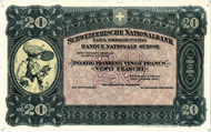 Lot 7420: Switzerland. Schweizerische Nationalbank. Pattern of 20 Franken 1923. Orell Füssli, Zürich. Of highest rarity. Previously unpublished. Estimate: 12’000 CHF.