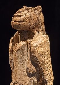 Lion Man: Mammoth ivory sculpture representing a human body with a lion’s head, 40,000 years old, Ulm, Germany. © Museum Ulm, photo: Oleg Kuchar, Ulm.