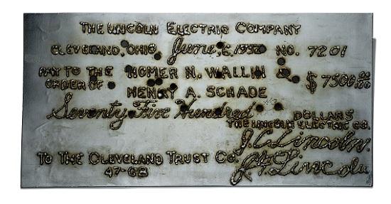 USD7,500 steel check, Cleveland Trust Company, 1932.