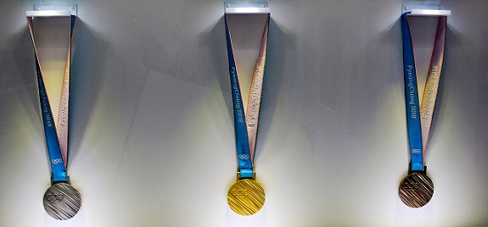 The Olympic medals that were made for the games in Pyongyang. Photo: Trainholic / Wikipedia CC-BY 4.0.