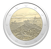 The reverse of the two-euro coin commemorating the Koli National Park.