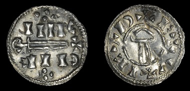 Lot 267: Danes of York, St Peter coinage, Penny, Phase III, Sword type. Obverse very fine, reverse extremely fine but light trace of surface corrosion by initial cross, very rare. GBP 3,000-4,000.