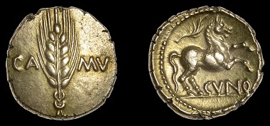 Lot 6: Celtic coins. Catuvellauni, Cunobelin, Stater, Classic type, series A. A well-struck coin of fine style and exceptional quality, trifling marks, otherwise extremely fine, rare. GBP 2,000-3,000.