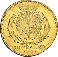 Electorate Saxonia. Friedrich August III (I), 1763-1827, 1806 King 10 taler 1791 IEC, Dresden. Very rare. Extremely fine.