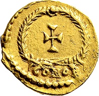 Anthemius, 467-472. Tremissis, Rome. Very rare. Small scratch on the portrait, tiny cut on the obverse, very fine. Ex. Prof. Dr. Hildebrecht Hommel Collection.