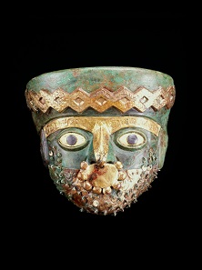 Burial mask of the Moche, Peru, A.D. 525-550. Museo de Sitio de Chan Chan, Huanchaco, Peru. Photo: Christopher B. Donnan.