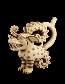 Moche vessel in the shape of a crested animal, Peru, A.D. 525-550. Museo de Sitio de Chan Chan, Huanchaco, Peru. Photo: Christopher B. Donnan.
