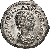 No. 167. Aquilia Severa, 2nd wife of Elagabalus. Denarius. Extremely fine. Estimate: 100 euros.