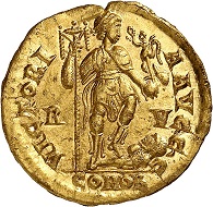 No. 340. Constantinus III, 421. Solidus, Ravenna. Extremely rare. Extremely fine to FDC. Estimate: 20,000 euros.