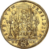 No. 798. Italy. Vatican. Innocent XI., 1676-1689. Quadrupla n. y., AN II (1677), Rome. Extremely rare. Almost extremely fine. Estimate: 30,000 euros.