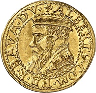 No. 1127. Bavaria. Albert V, 1550-1579. Ducat n. y. Extremely rare. Extremely fine to FDC. Estimate: 30,000 euros.