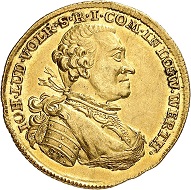 No. 1352. Löwenstein-Wertheim-Virneburg. Johann Ludwig Vollrath, 1730-1790. Ducat 1769, Wertheim. Extremely rare. Extremely fine. Estimate: 15,000 euros.