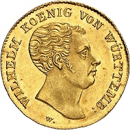 No. 1669. Württemberg. William I, 1816-1864. Ducat 1818. Very rare. Extremely fine to FDC. Estimate: 8,000 euros.