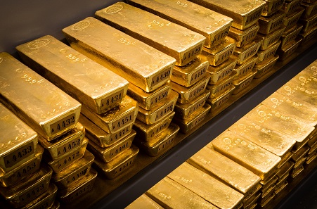 Gold bars in a vault of the Deutsche Bundesbank on 21 June 2017. Photo: Nils Thies.
