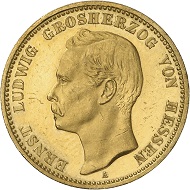 A 20 Mark 1898 of Ernst Ludwig Großherzog von Hessen from the Bundesbank Collection. Photo: Deutsche Bundesbank, Numismatische Sammlung.