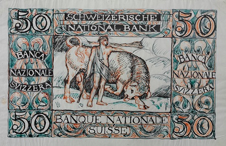 The second version, Bille depicted a scene from Swiss folklore: a young man beside a tamed bull. Photo: Swiss National Museum.
