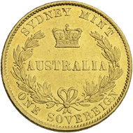 Lot 13: Australia, Sovereign 1861. Estimate: 800 CHF / Price realized: 2,500 CHF (excl. premium).