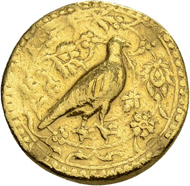 Lot 513: India, Mughal Empire. Akbar I. Mohur, 45 Year of Ilahi (AD 1599). Extremely rare. Estimate: 20,000 CHF / Price realized: 140,000 CHF (excl. premium).