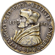 Lot 1336: Ore Mountains. Silver medal 1531 featuring Erasmus of Rotterdam. Dies of Hieronymus Magdeburger. Estimate: 1,500 CHF / Price realized: 5,000 CHF (excl. premium).